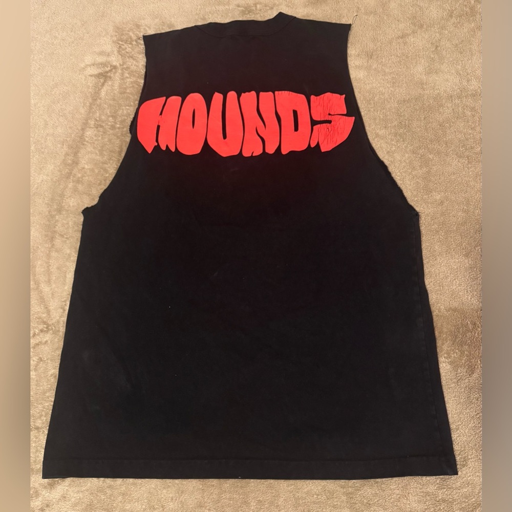 HOUNDS LIPS SLEEVELESS BLACK PINK GRAPHIC Y2K MEN LARGE TEE SHIRT RARE - Picture 3 of 6